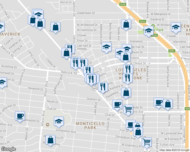 map of restaurants, bars, coffee shops, grocery stores, and more near 4607 Reina Drive in San Antonio
