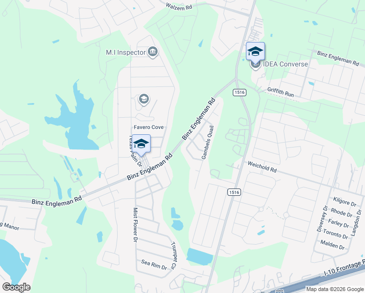 map of restaurants, bars, coffee shops, grocery stores, and more near 4703 Badland Beacon in Converse