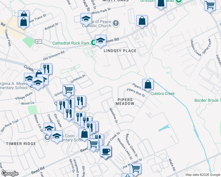 map of restaurants, bars, coffee shops, grocery stores, and more near 7750 Pipers Hill in San Antonio