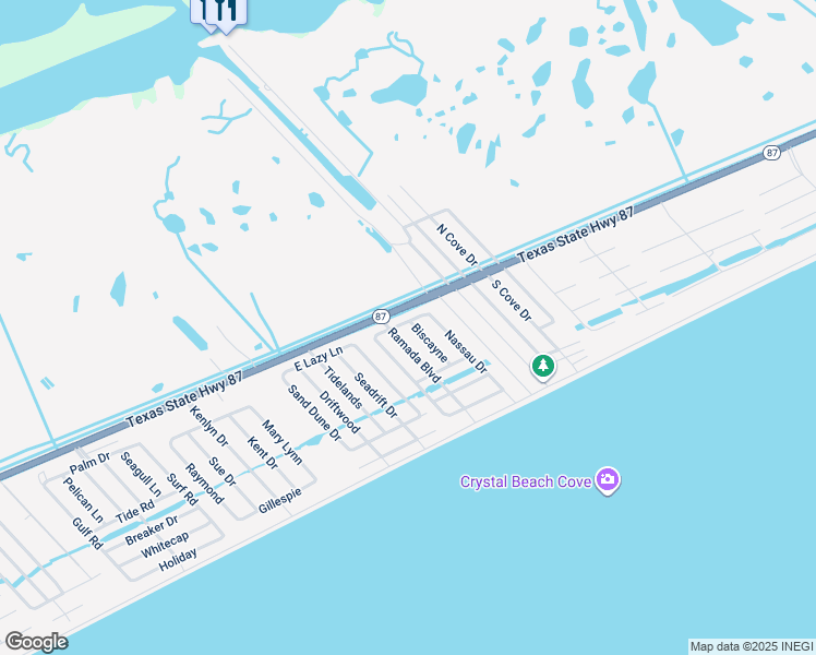 map of restaurants, bars, coffee shops, grocery stores, and more near 995 Biscayne in Galveston