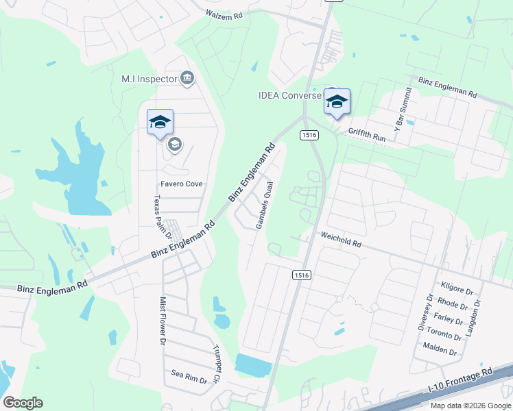map of restaurants, bars, coffee shops, grocery stores, and more near 8611 Spotted Owl in Converse
