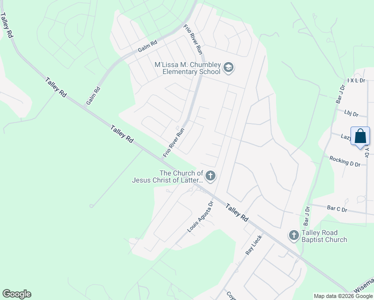 map of restaurants, bars, coffee shops, grocery stores, and more near 3812 Talley Road in San Antonio