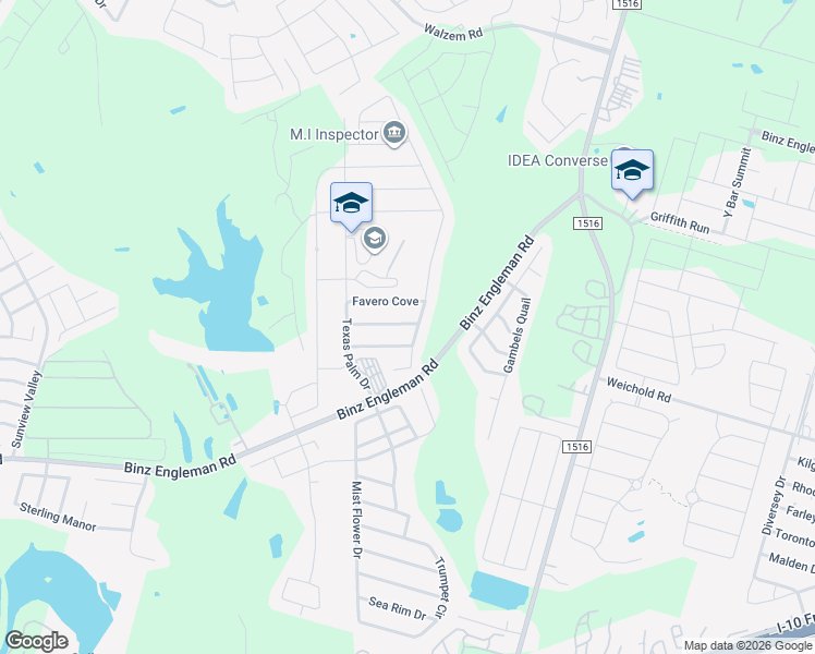 map of restaurants, bars, coffee shops, grocery stores, and more near 4702 Everett Loop in Converse