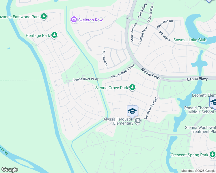 map of restaurants, bars, coffee shops, grocery stores, and more near 1915 Creekwood Cove in Missouri City