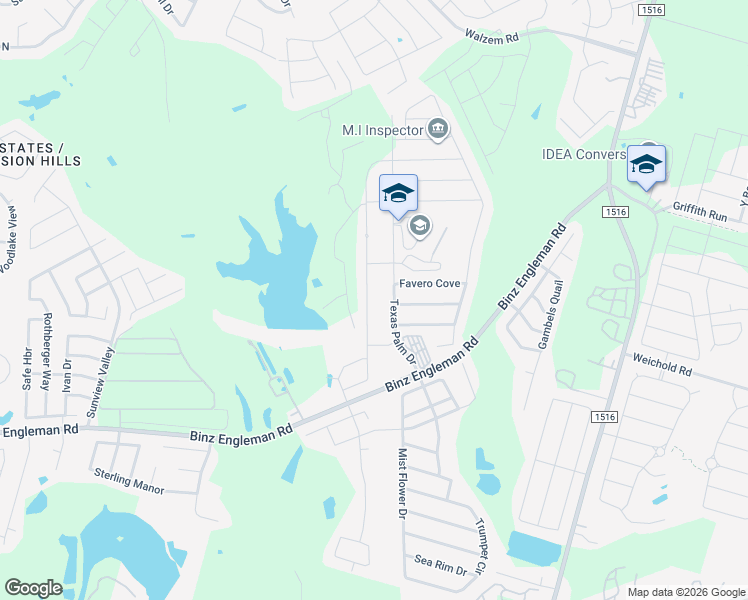 map of restaurants, bars, coffee shops, grocery stores, and more near 8403 Blackstone Cove in Converse