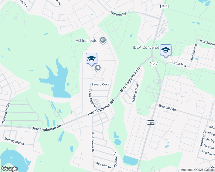 map of restaurants, bars, coffee shops, grocery stores, and more near 8467 Favero Cove in Converse