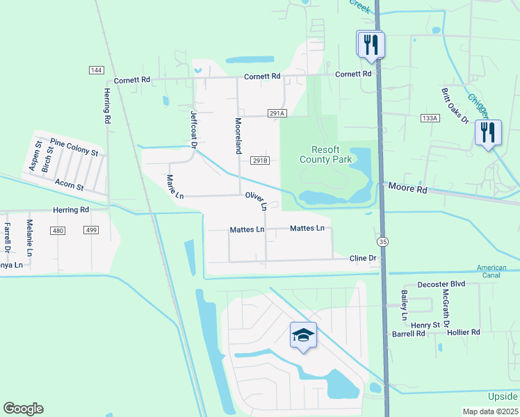 map of restaurants, bars, coffee shops, grocery stores, and more near 232 County Road 291A in Alvin