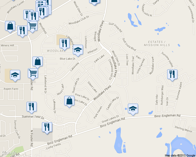 map of restaurants, bars, coffee shops, grocery stores, and more near 7022 Lynn Lake Drive in San Antonio