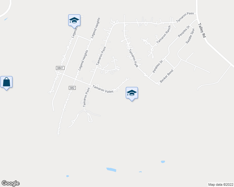 map of restaurants, bars, coffee shops, grocery stores, and more near 15302 Tamaron Valley in San Antonio