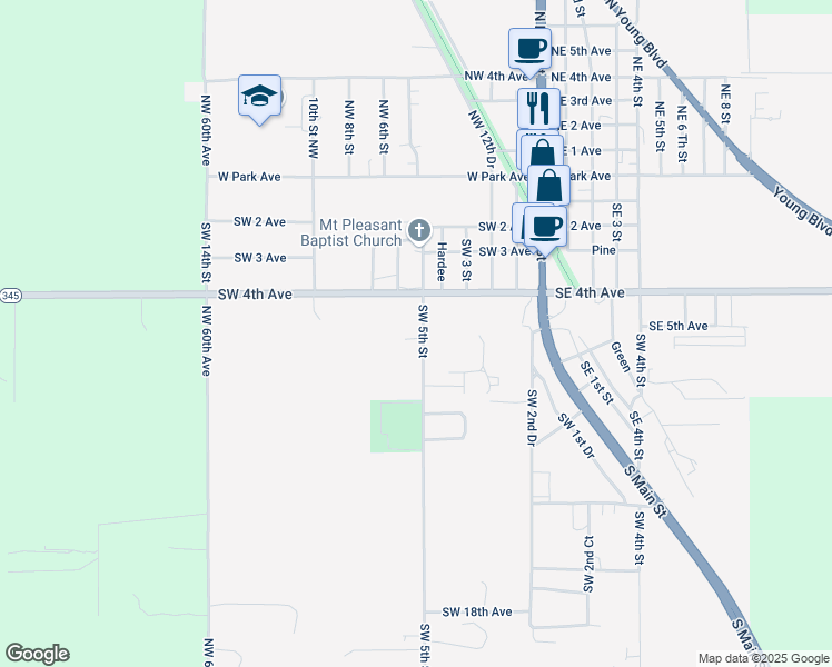 map of restaurants, bars, coffee shops, grocery stores, and more near 610 Southwest 5th Street in Chiefland