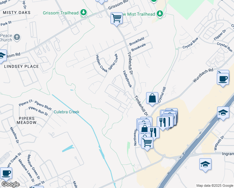map of restaurants, bars, coffee shops, grocery stores, and more near 6933 Border Brook in San Antonio