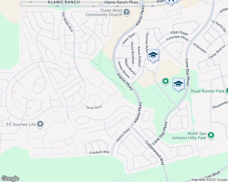 map of restaurants, bars, coffee shops, grocery stores, and more near 12407 Modena Bay in San Antonio