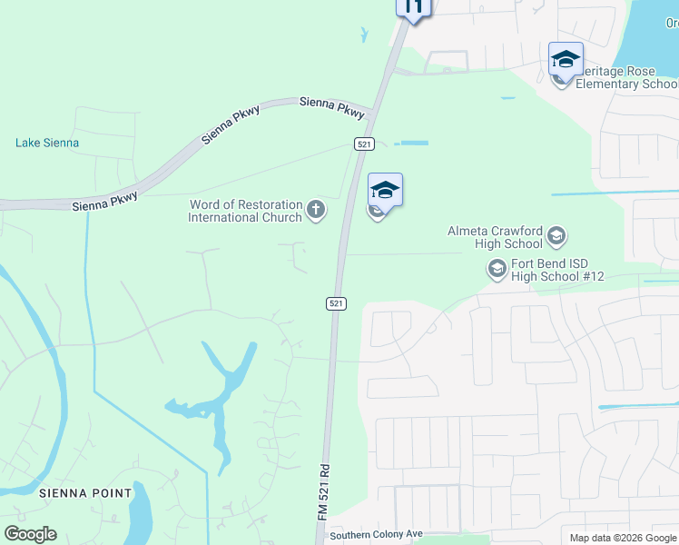 map of restaurants, bars, coffee shops, grocery stores, and more near 7362 FM 521 Road in Rosharon