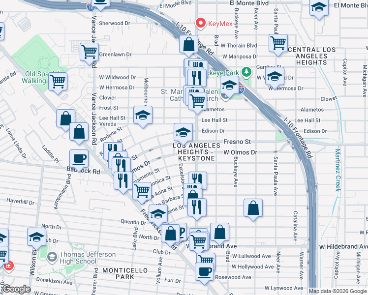 map of restaurants, bars, coffee shops, grocery stores, and more near 1915 West Olmos Drive in San Antonio
