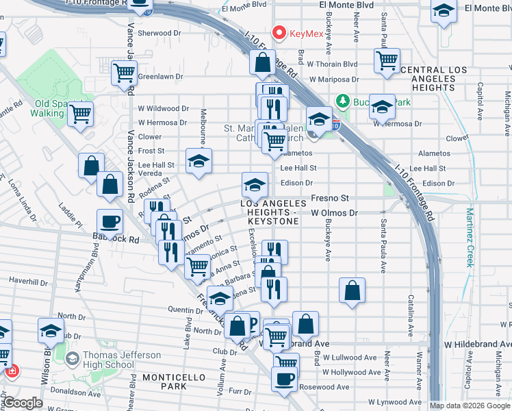 map of restaurants, bars, coffee shops, grocery stores, and more near in San Antonio