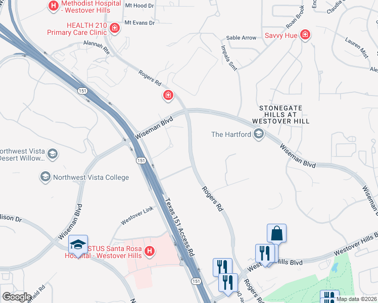 map of restaurants, bars, coffee shops, grocery stores, and more near in San Antonio