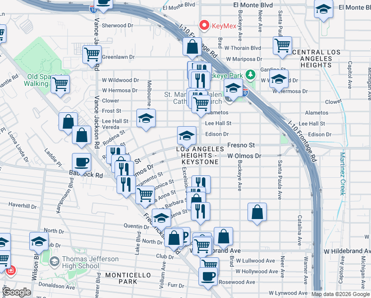 map of restaurants, bars, coffee shops, grocery stores, and more near 1915 West Olmos Drive in San Antonio