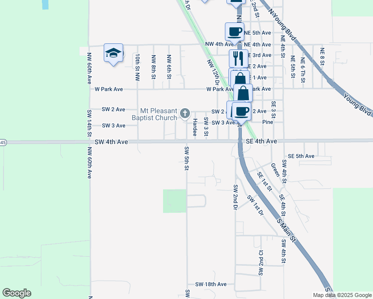 map of restaurants, bars, coffee shops, grocery stores, and more near 610 Southwest 5th Street in Chiefland