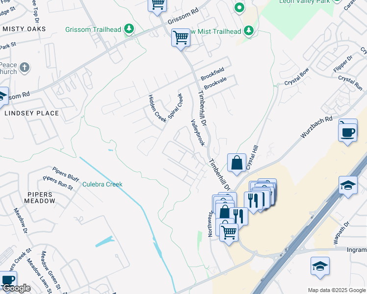 map of restaurants, bars, coffee shops, grocery stores, and more near 6933 Border Brook in San Antonio