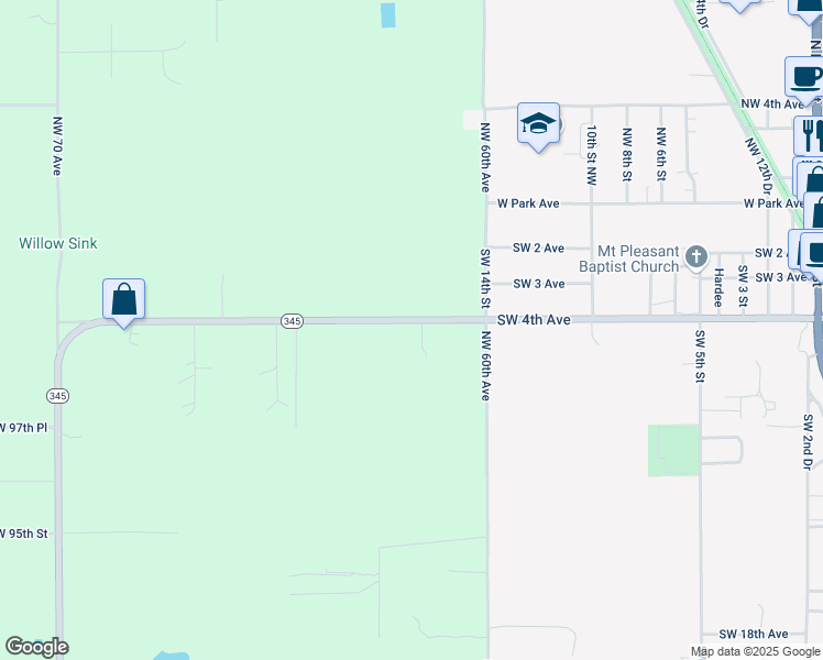 map of restaurants, bars, coffee shops, grocery stores, and more near 9990 Northwest 61st Court in Chiefland