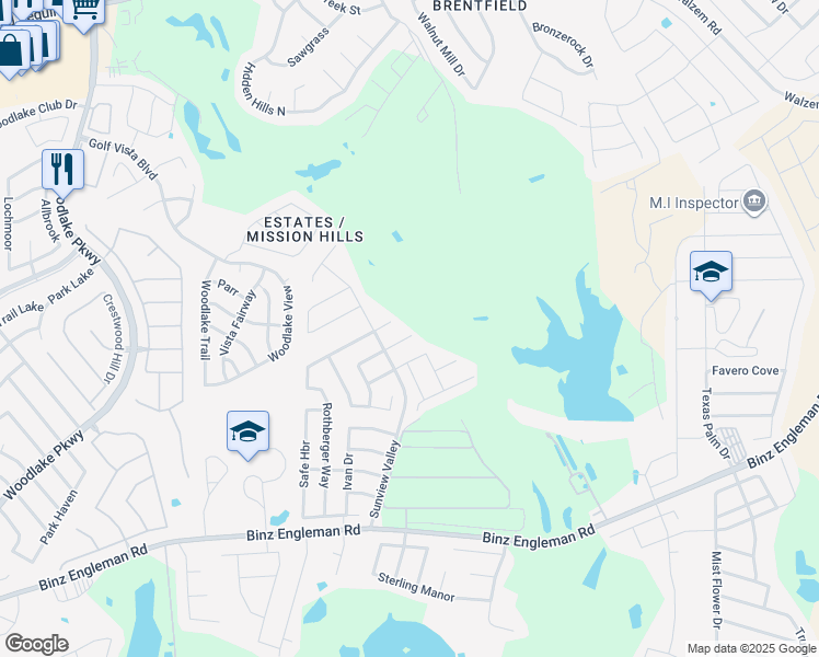 map of restaurants, bars, coffee shops, grocery stores, and more near 7915 Cabello Canyon in San Antonio
