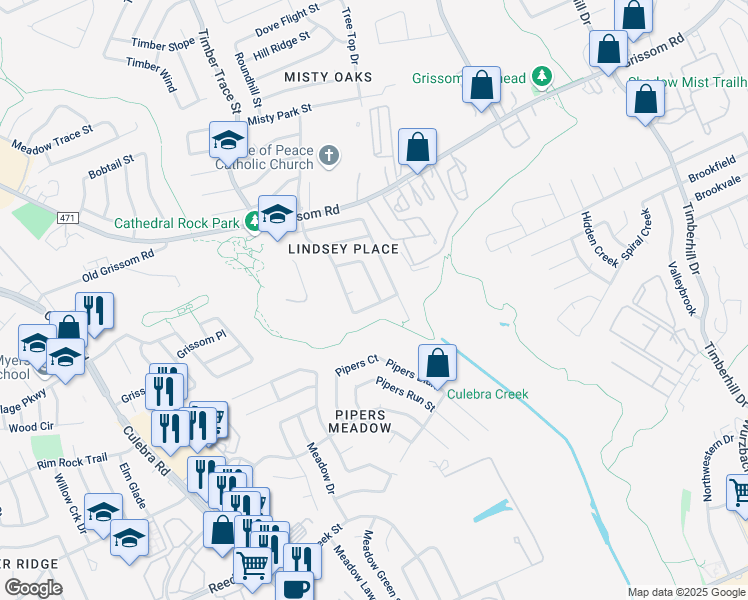 map of restaurants, bars, coffee shops, grocery stores, and more near 4503 Everstone Creek in San Antonio
