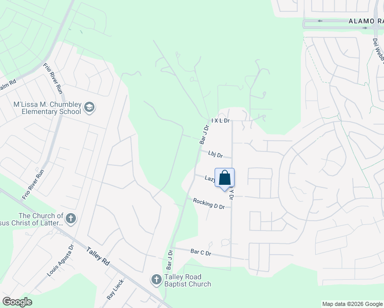 map of restaurants, bars, coffee shops, grocery stores, and more near 4271 Bar J Drive in San Antonio