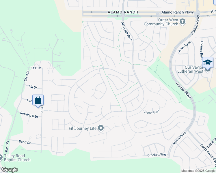 map of restaurants, bars, coffee shops, grocery stores, and more near 4219 Leona River in San Antonio