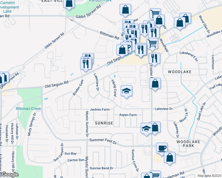 map of restaurants, bars, coffee shops, grocery stores, and more near 5034 Coral Flounder in San Antonio