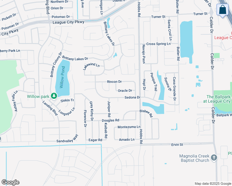 map of restaurants, bars, coffee shops, grocery stores, and more near 2018 Sedona Drive in League City