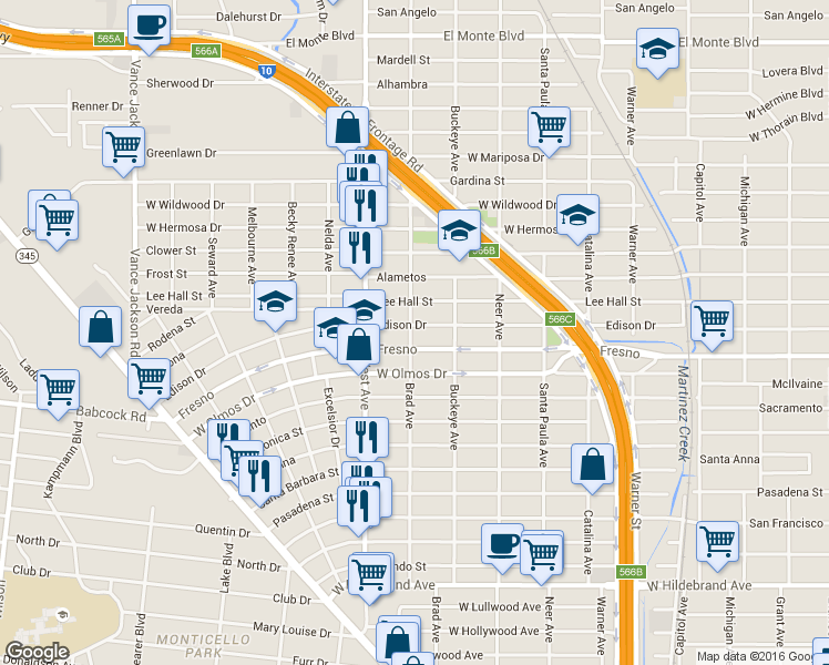 map of restaurants, bars, coffee shops, grocery stores, and more near 1802 Edison Drive in San Antonio