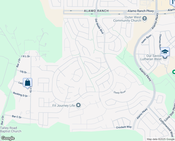 map of restaurants, bars, coffee shops, grocery stores, and more near 4219 Leona River in San Antonio