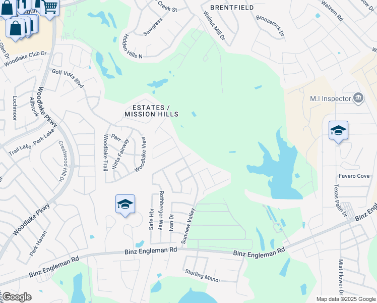 map of restaurants, bars, coffee shops, grocery stores, and more near 7915 Cabello Canyon in San Antonio