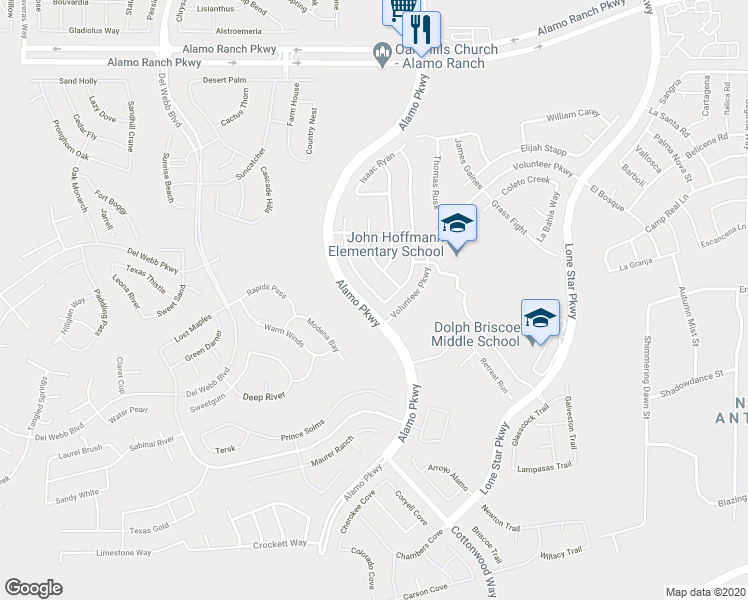 map of restaurants, bars, coffee shops, grocery stores, and more near 4311 James Bowie in San Antonio