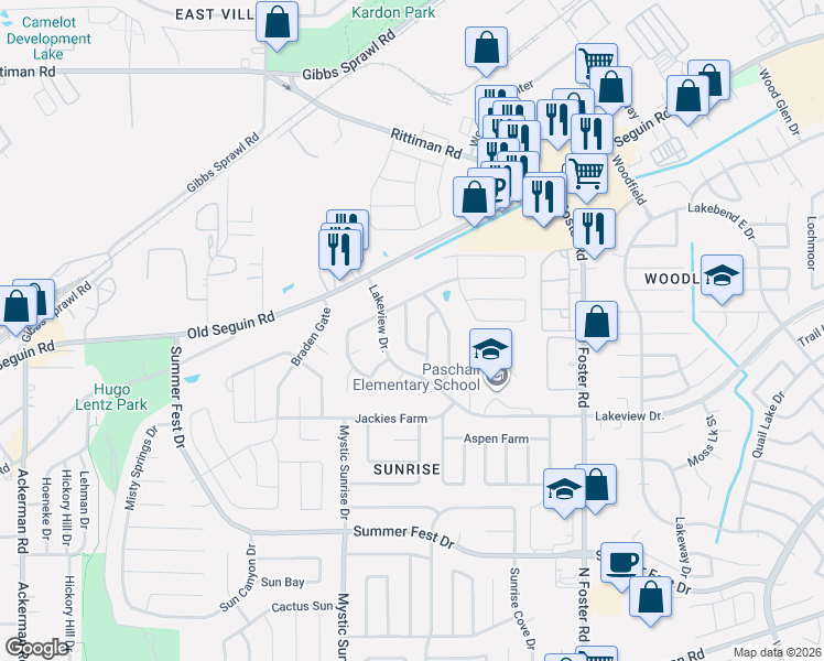map of restaurants, bars, coffee shops, grocery stores, and more near 5034 Coral Flounder in San Antonio