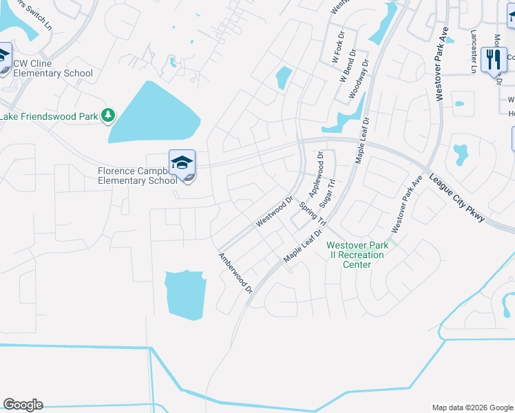 map of restaurants, bars, coffee shops, grocery stores, and more near 6312 Clearwater Drive in League City