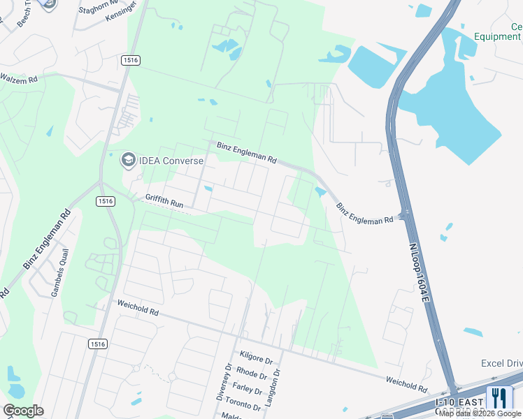 map of restaurants, bars, coffee shops, grocery stores, and more near 4926 Longhorn River in Converse