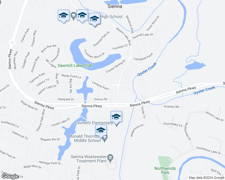 map of restaurants, bars, coffee shops, grocery stores, and more near Edgemont Place in Sienna Plantation