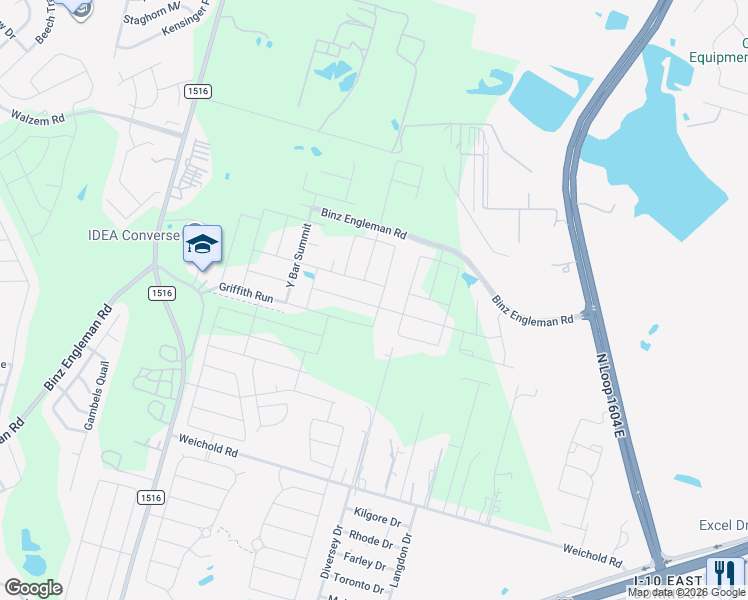 map of restaurants, bars, coffee shops, grocery stores, and more near 4926 Longhorn River in Converse