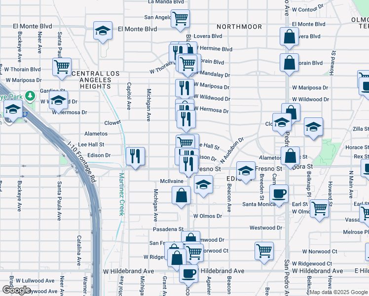 map of restaurants, bars, coffee shops, grocery stores, and more near 3219 Blanco Road in San Antonio