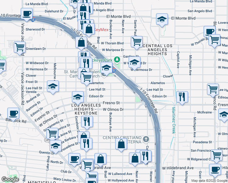map of restaurants, bars, coffee shops, grocery stores, and more near 1618 Alametos in San Antonio
