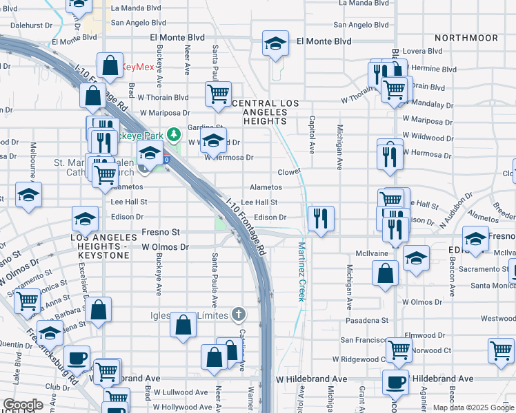 map of restaurants, bars, coffee shops, grocery stores, and more near 1318 Lee Hall Street in San Antonio
