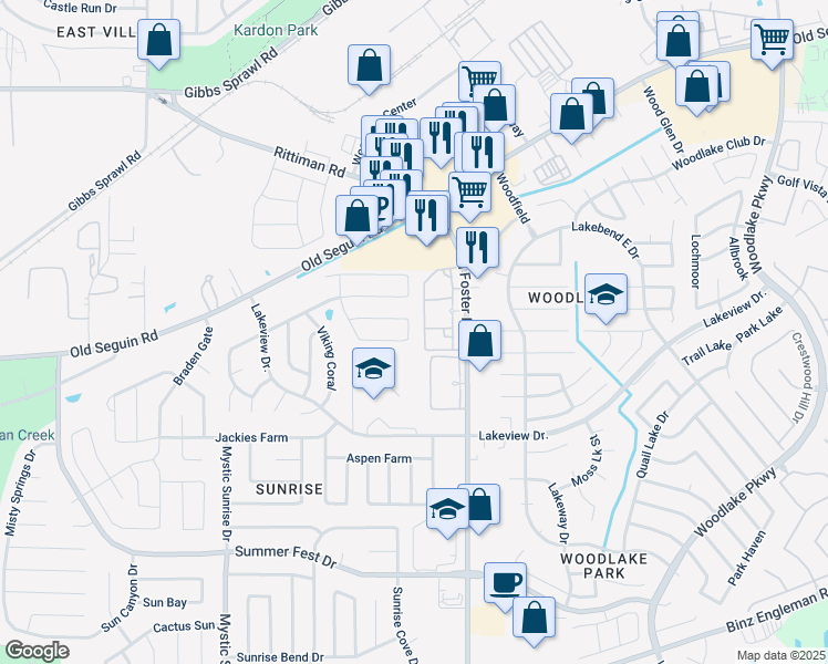 map of restaurants, bars, coffee shops, grocery stores, and more near 5326 Reiter Pass in San Antonio