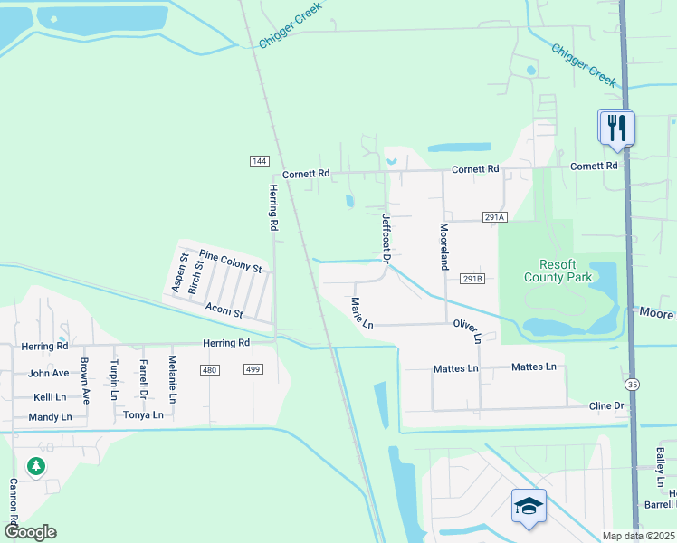 map of restaurants, bars, coffee shops, grocery stores, and more near 598 County Road 294 in Alvin