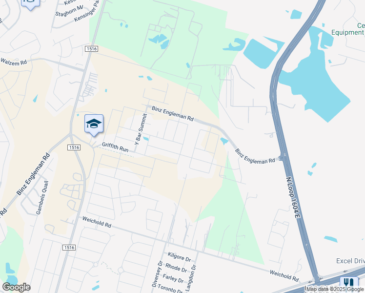 map of restaurants, bars, coffee shops, grocery stores, and more near 5107 Longhorn River in Converse