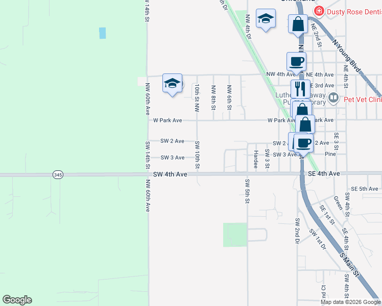 map of restaurants, bars, coffee shops, grocery stores, and more near 1110 Southwest 3 Avenue in Chiefland