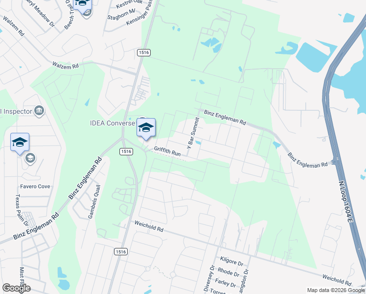 map of restaurants, bars, coffee shops, grocery stores, and more near 8855 Barrow Path in Converse