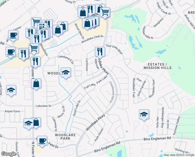 map of restaurants, bars, coffee shops, grocery stores, and more near 7026 Atherton in San Antonio