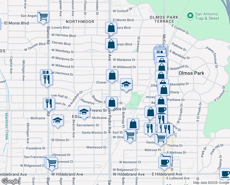 map of restaurants, bars, coffee shops, grocery stores, and more near 4618 San Pedro Avenue in San Antonio