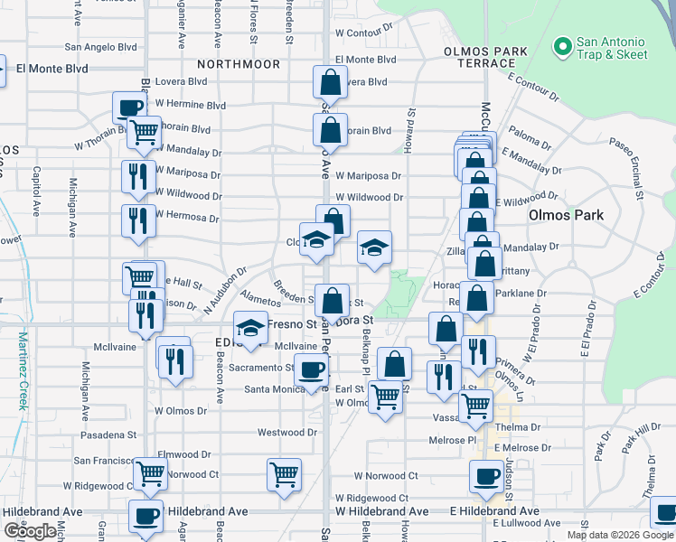 map of restaurants, bars, coffee shops, grocery stores, and more near 4618 San Pedro Avenue in San Antonio